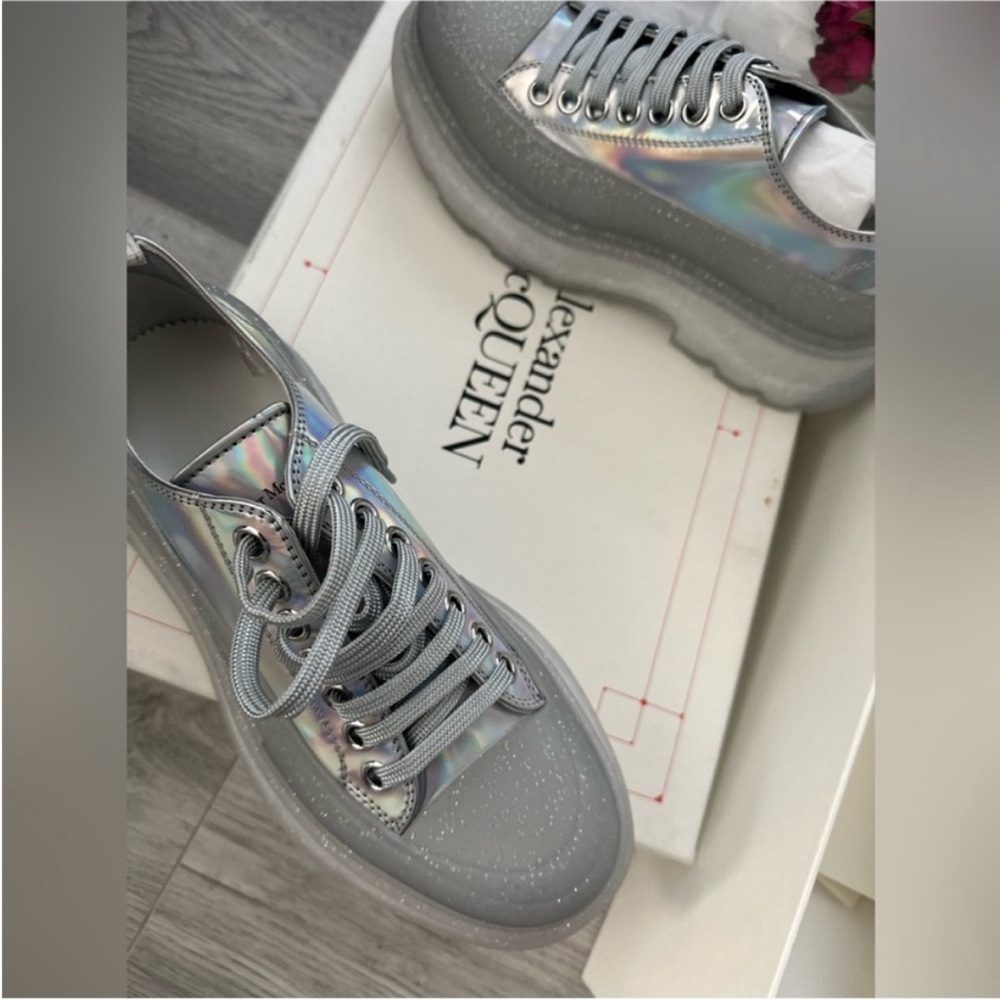 Alexander McQueen Iridescent Silver Sneakers